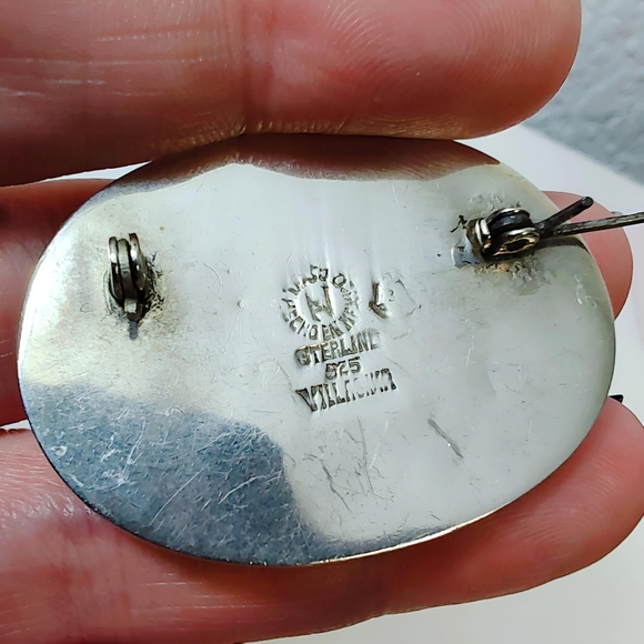 Vintage Alfredo Villasana Taxco Sterling Silver Abalone Shell Oval Brooch Pin - Picture 8 of 11